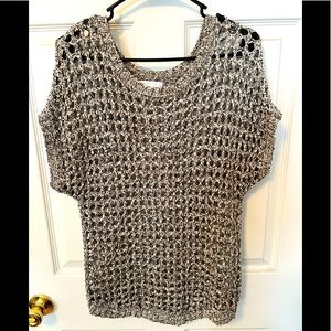 Gray/silver/sage open knit top